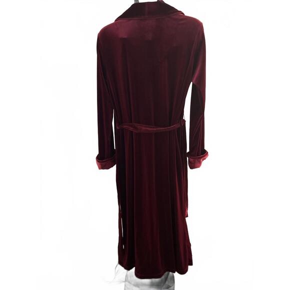 Lauren Ralph Lauren velvet long shawl-collar robe women's M wine berry NWT - Picture 7 of 10